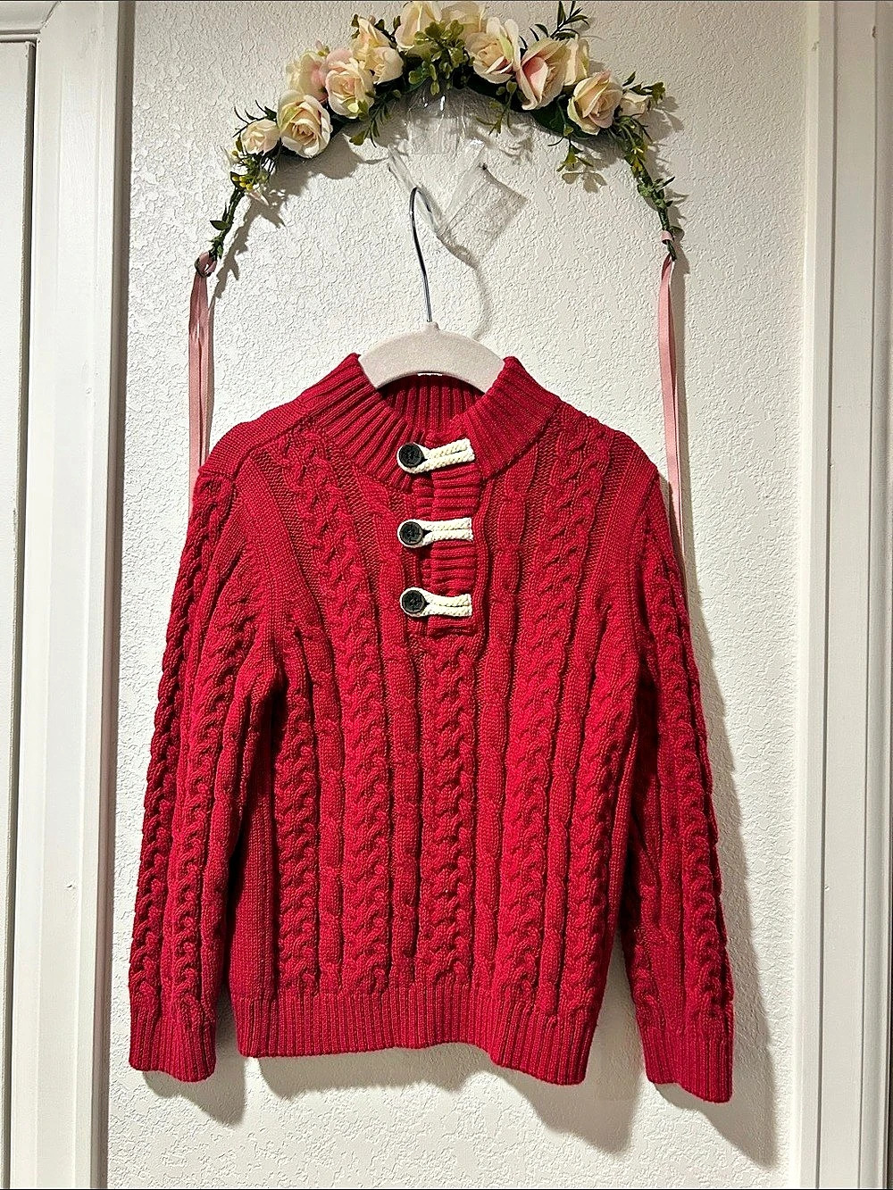 Gymboree Boys Red Cable Knit Sweaterk